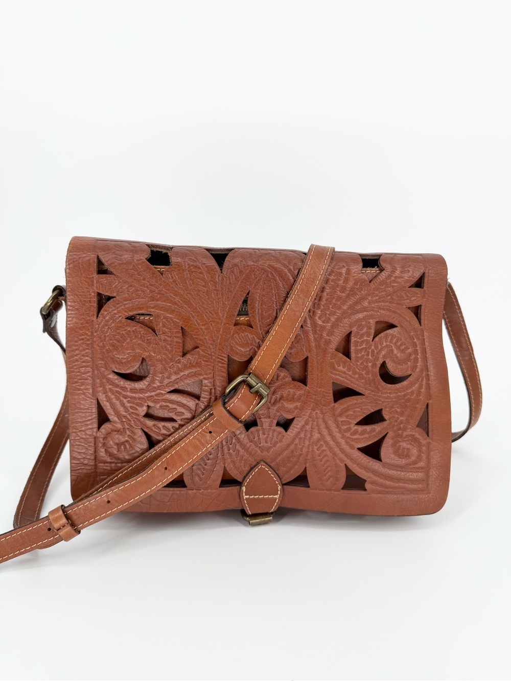 Patricia Nash Cutout Tooled Leather Crossbody Bag-Imperial Limited-Florence - Picture 2 of 13